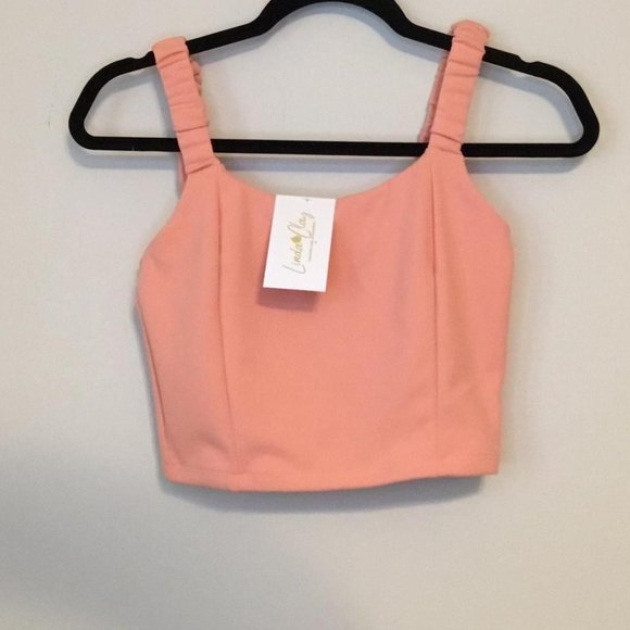 Women's Shes A Keeper Sleeveless Ruched Tan Strap Crop Top Size S - Picture 3 of 3